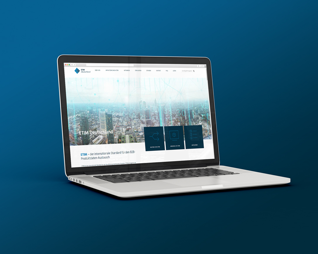ETIM Website auf dem Laptop