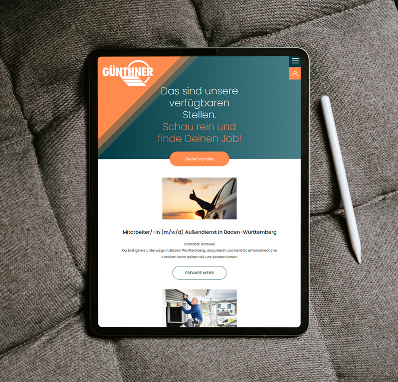 Mockup Website auf dem Tablet
